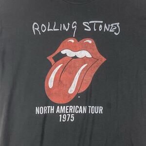 Rolling Stones Mens L North American Tour 1975 Black Shirt Rock Band 60s 70s 80s